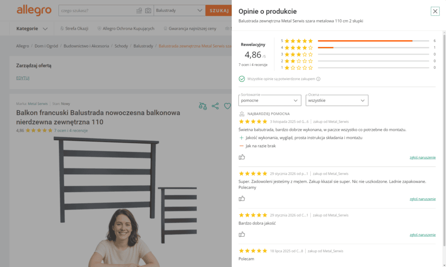 Balkon francuski balustrada zewnętrzna ALUstic Stwórz tytuł pliku: Balkon-francuski-ALUstic-Metal-Serwis-Obrzycko.