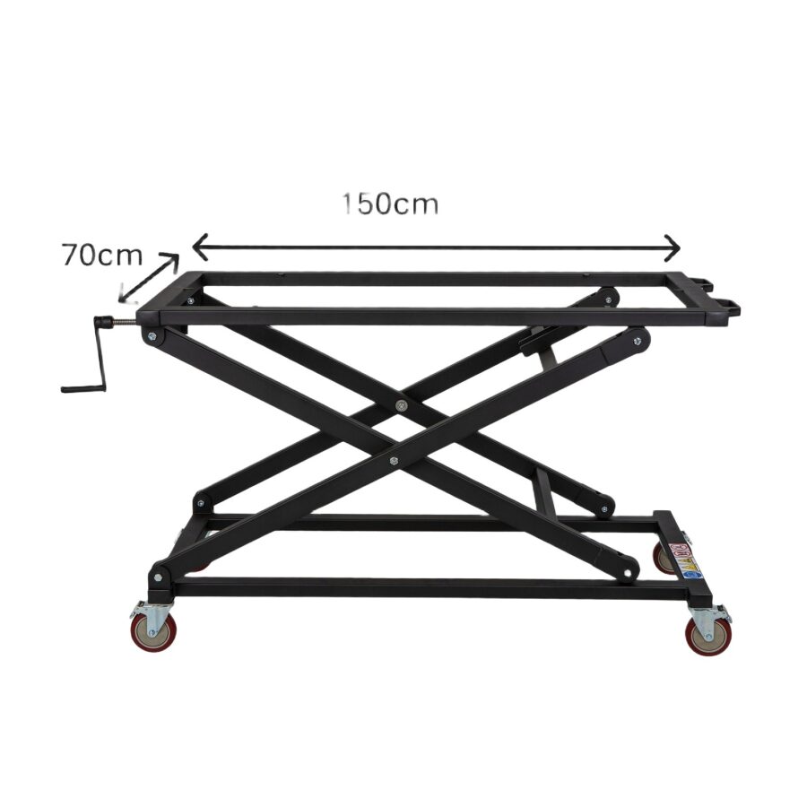 Stół nożycowy na kółkach 250 kg-Metal-Serwis-Obrzycko Stół nożycowy na kółkach o udźwigu 250 kg, idealny do warsztatów i magazynów, wykonany z trwałego metalu - ogrodzenie Metal-Serwis Obrzycko.